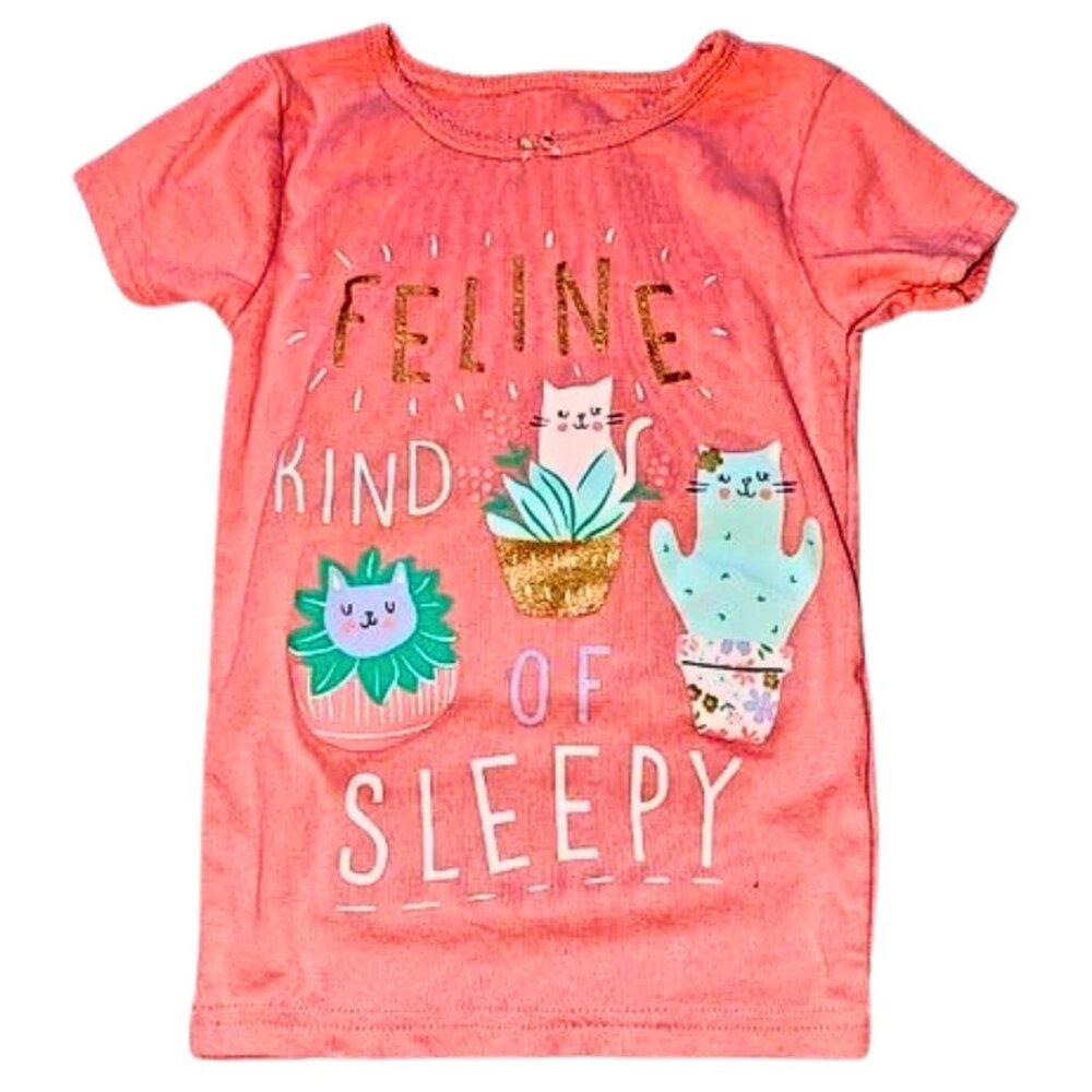 Carter's Girls Top Feline Cat Sleepy Design (Size 5 - See Pic)